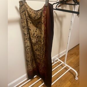 Dana Buchman Silk Skirt with Brown and Tan Pattern